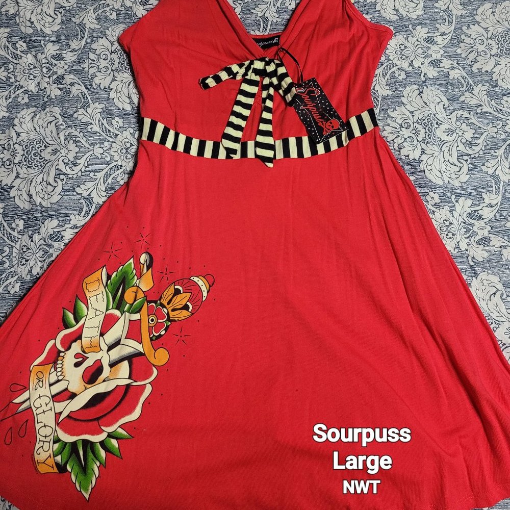 Sourpuss Red Tattoo Dress Large